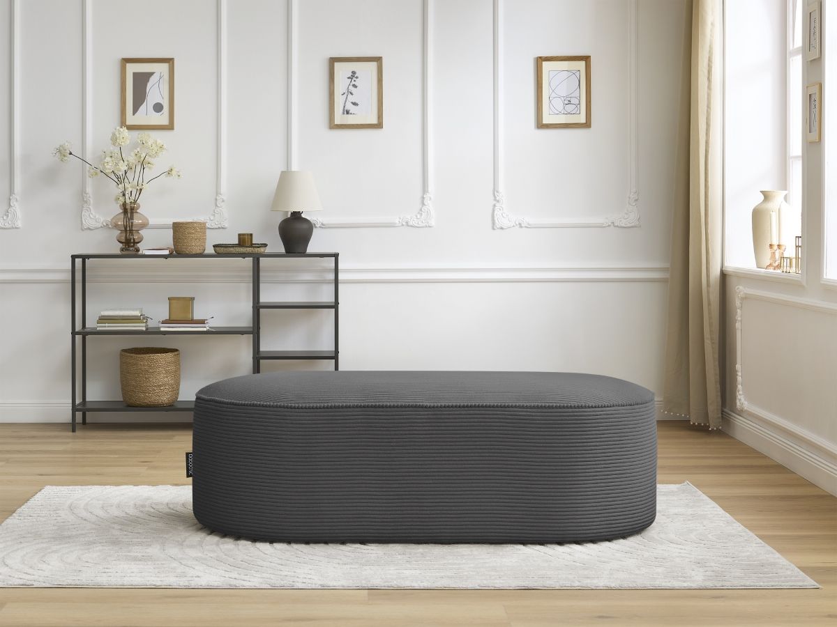 Pouf pour canapé modulable ROUSSEAU velours côtelé gris foncé — vue 5