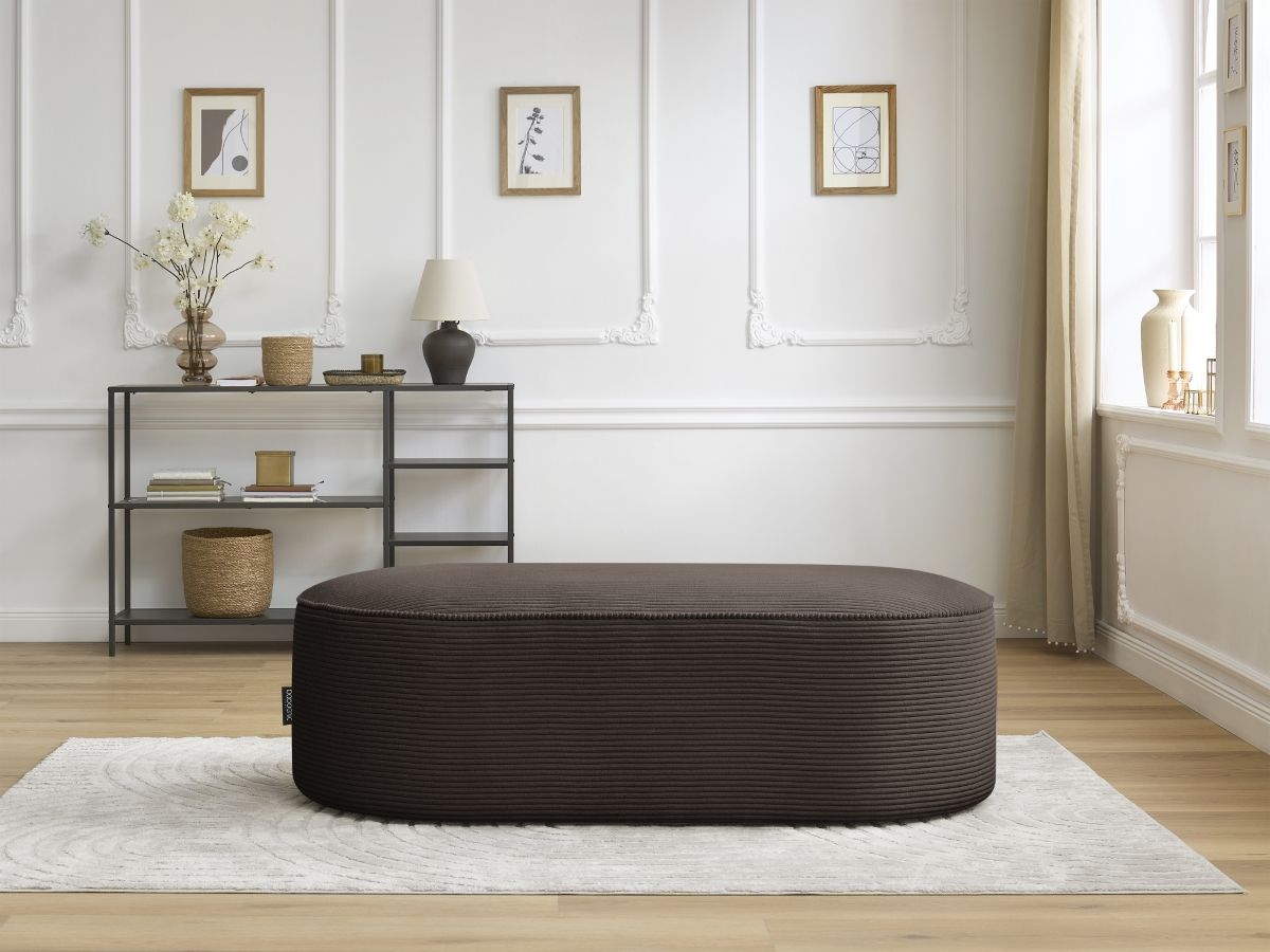 Pouf pour canapé modulable ROUSSEAU velours côtelé marron — vue 5