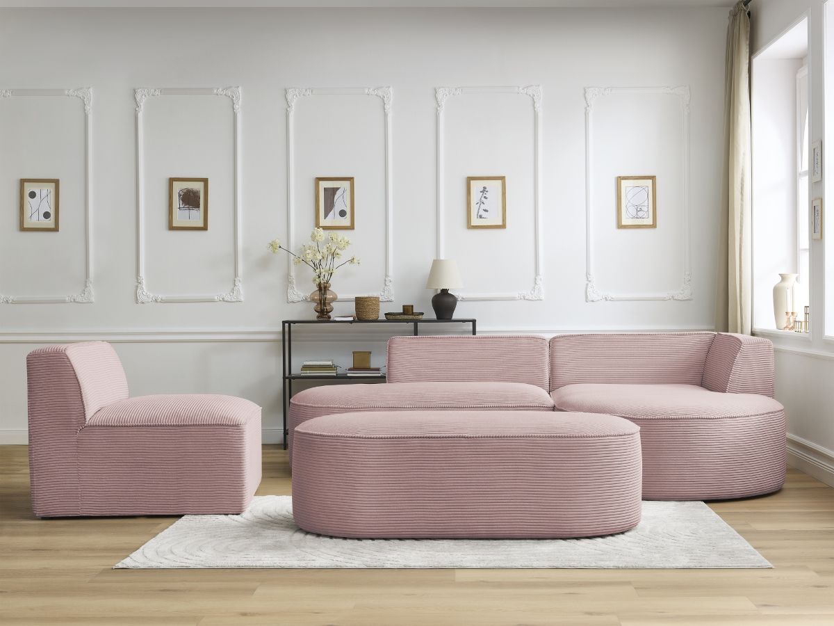 Canapé d'angle modulable ROUSSEAU velours côtelé violet — vue 5