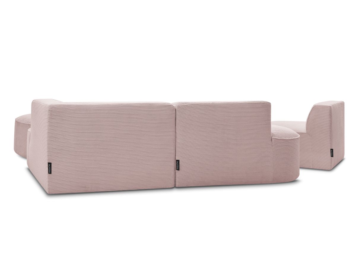 ROUSSEAU vaste modulaire hoekbank in corduroy met 1 fauteuil en 1 poef
