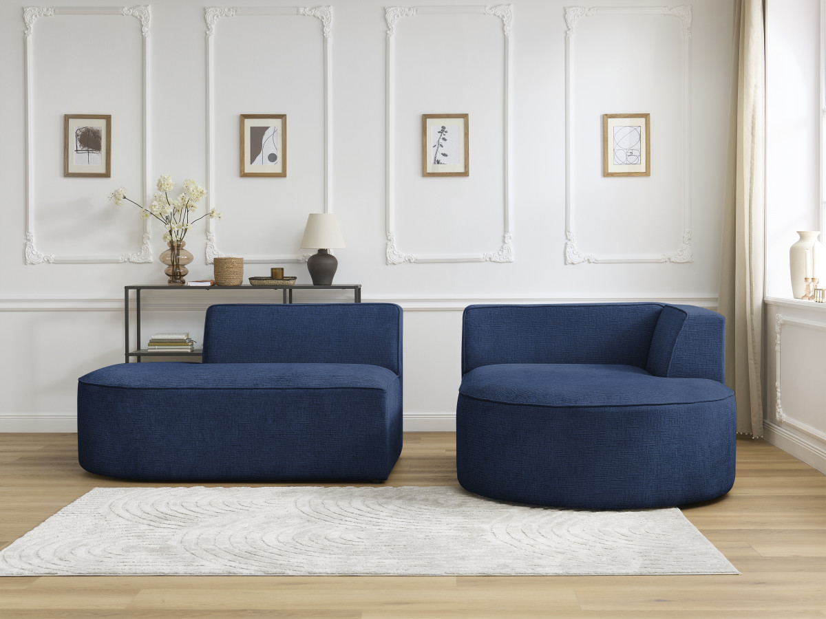 Canapé d'angle ROUSSEAU texturé bleu foncé — vue 6