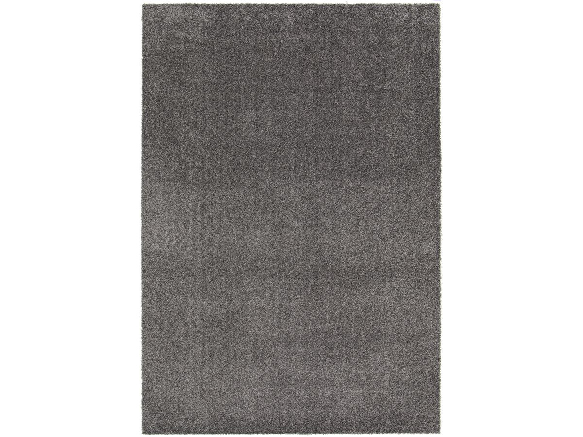 Tapis poils ras lavable MIREILLE uni gris foncé