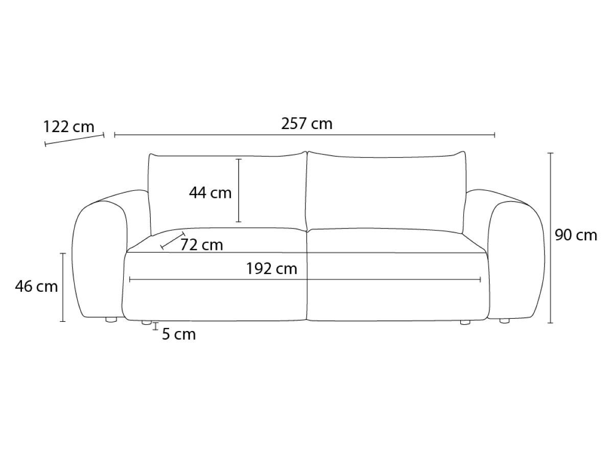 Canapé d'angle fixe EVEREST tissu chiné - Orange - Angle droit - 10 coussins