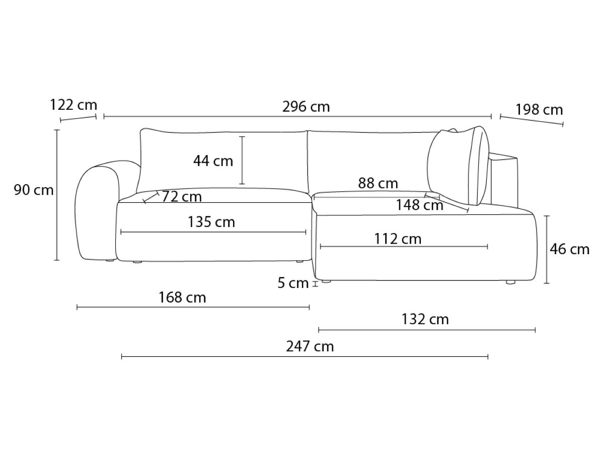 Canapé d'angle L convertible coffre LUCIEN tissu lisse