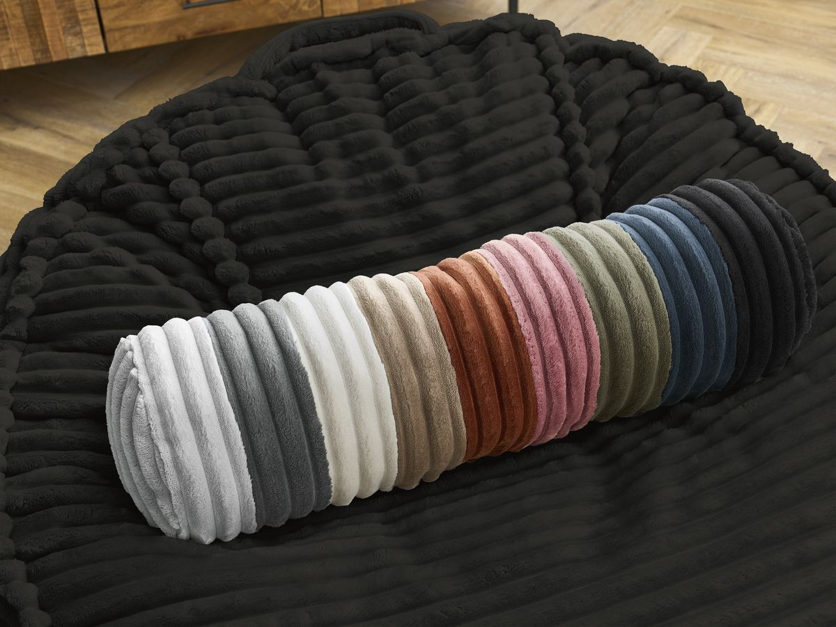 Pouf ultra moelleux SOCRATE gros côtelé doux noir — vue 5