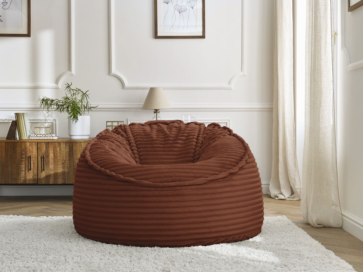 Pouf ultra moelleux SOCRATE gros côtelé doux orange — vue 5