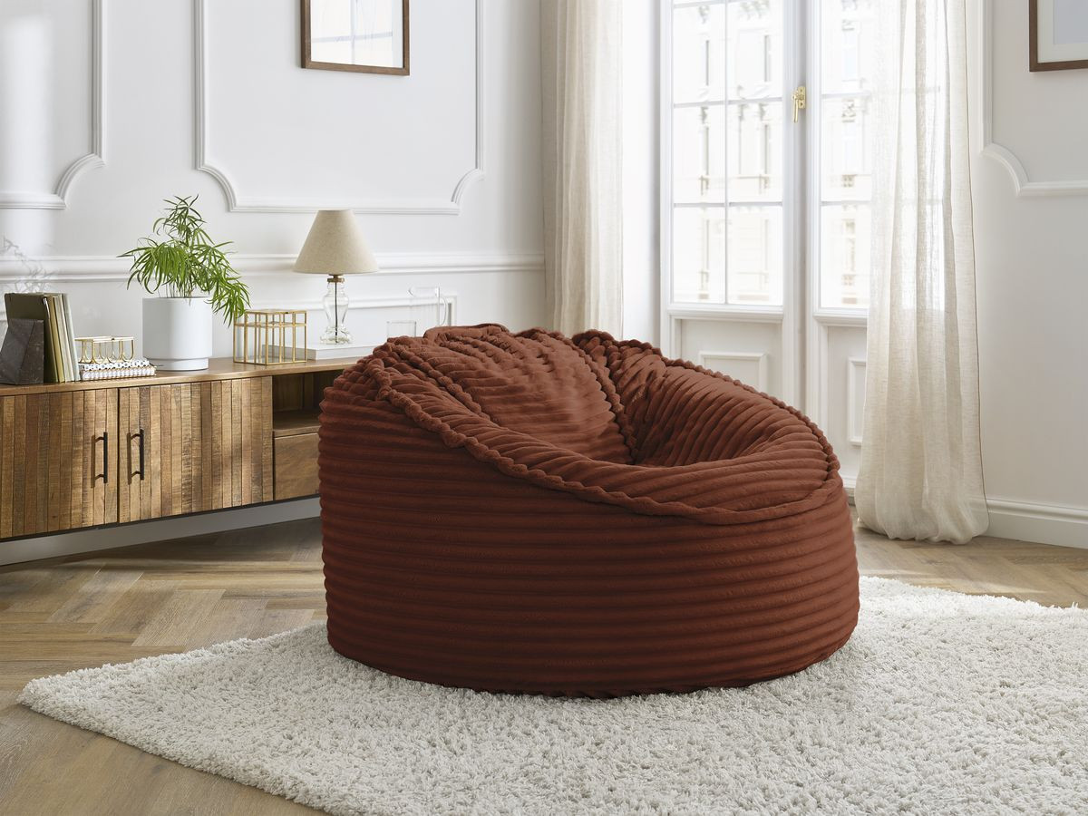 Canapé d'angle fixe EVEREST tissu chiné - Orange - Angle droit - 10 coussins