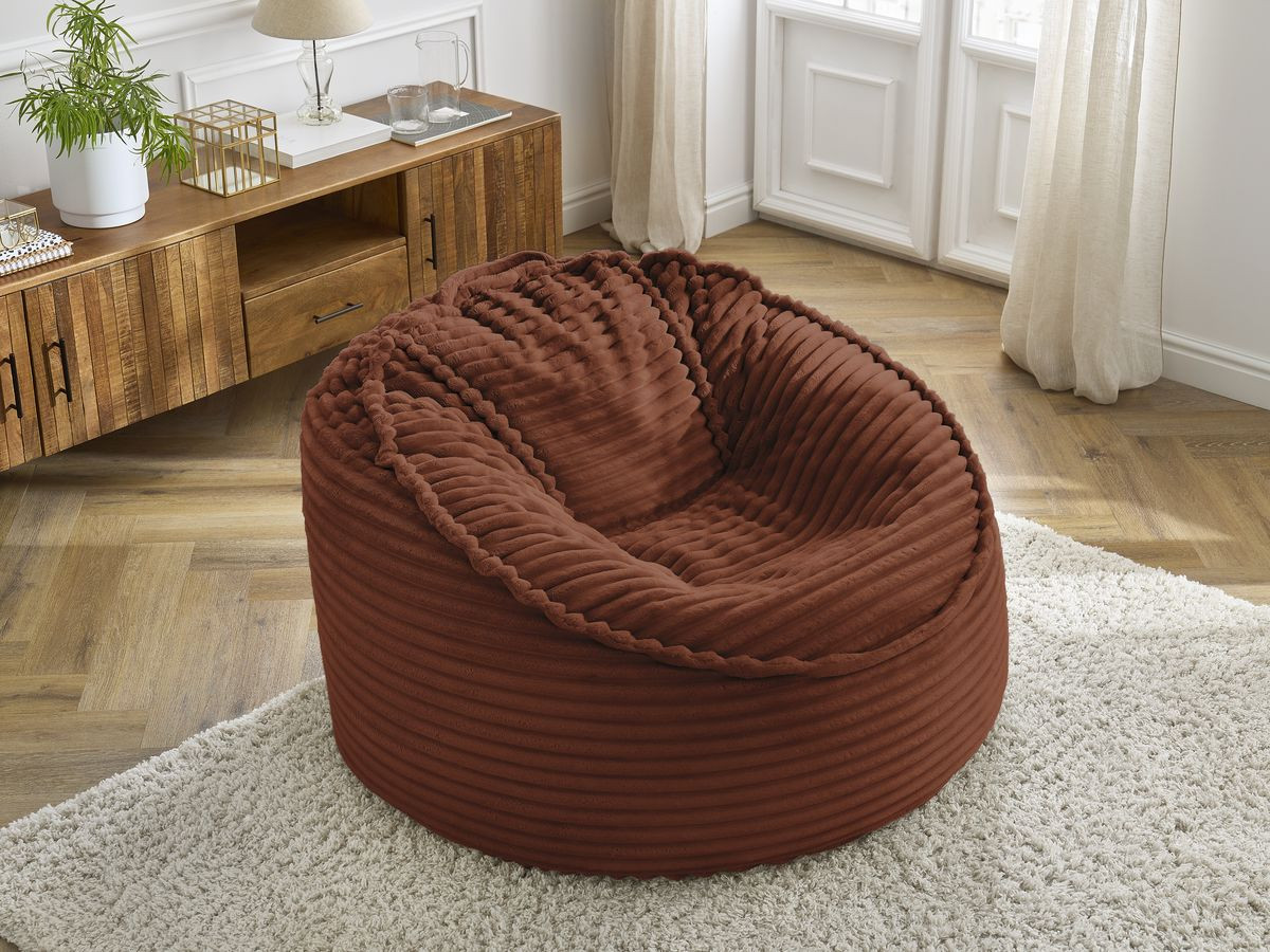 Canapé d'angle fixe EVEREST tissu chiné - Orange - Angle droit - 10 coussins