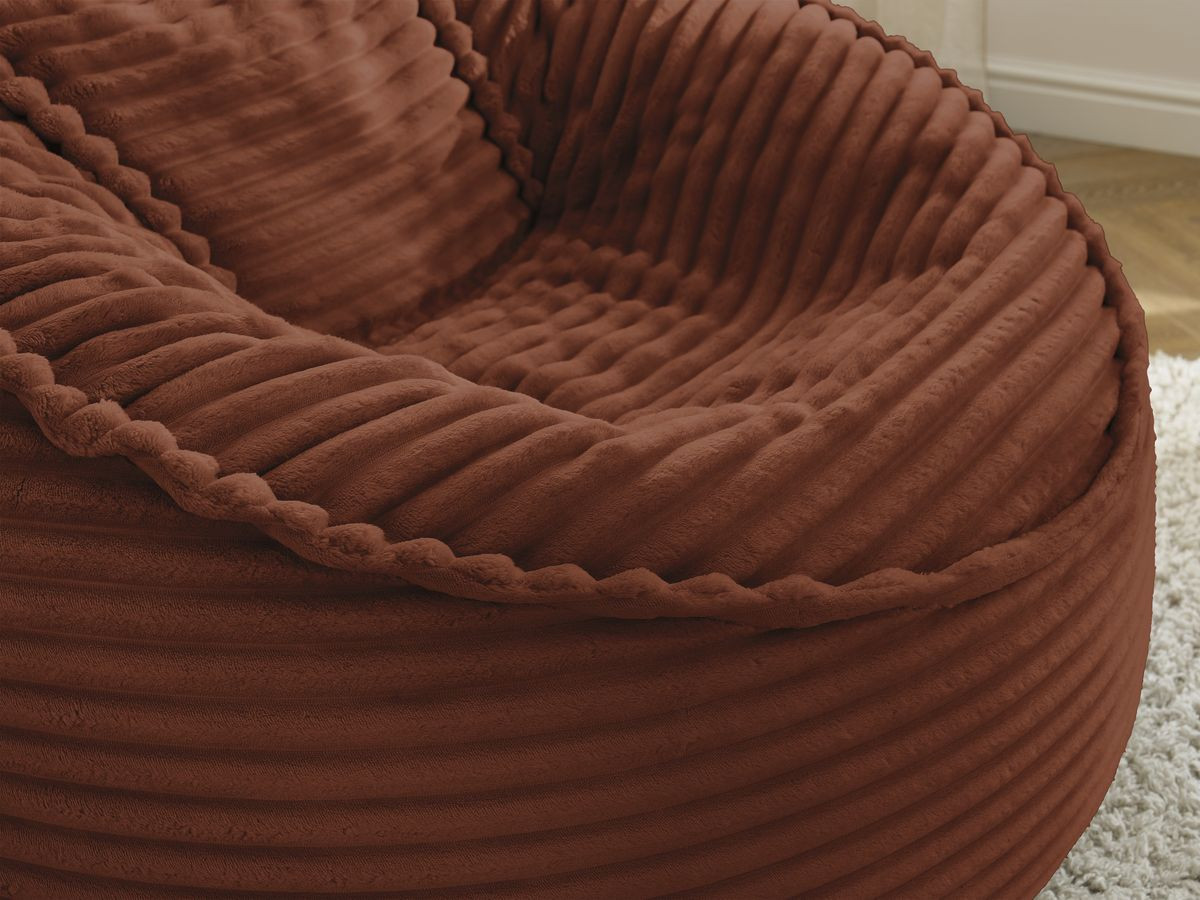 Canapé d'angle fixe EVEREST tissu chiné - Orange - Angle droit - 10 coussins