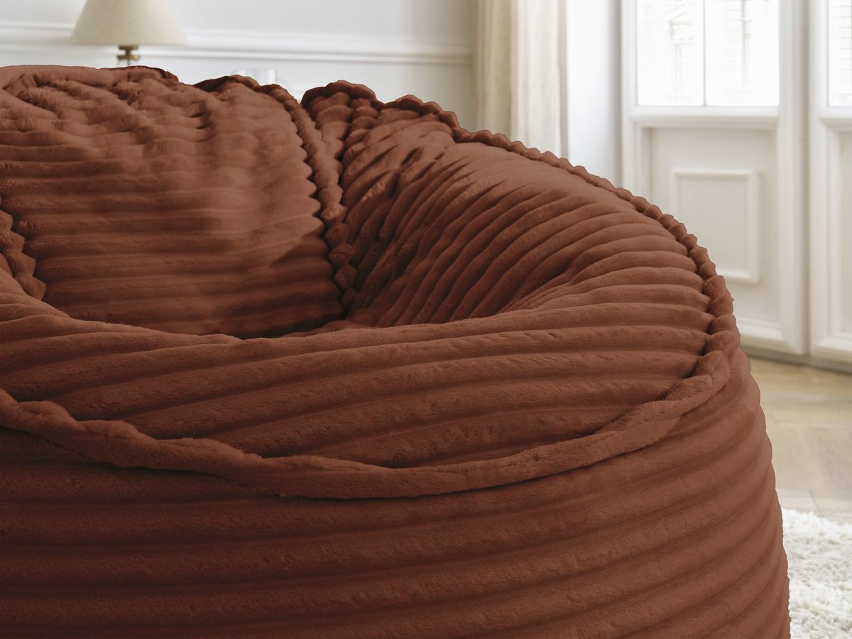 Canapé d'angle fixe EVEREST tissu chiné - Orange - Angle droit - 10 coussins