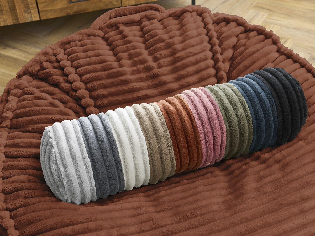 Canapé d'angle fixe EVEREST tissu chiné - Orange - Angle droit - 10 coussins