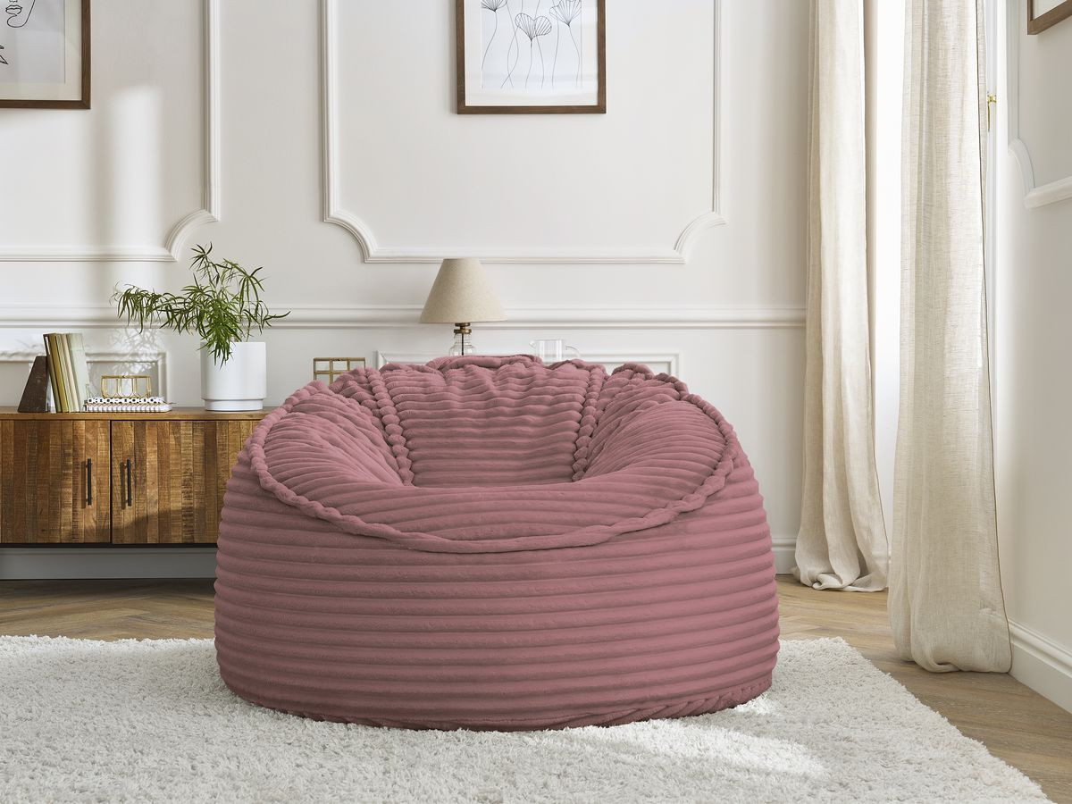 Pouf ultra moelleux SOCRATE gros côtelé doux rose — vue 5