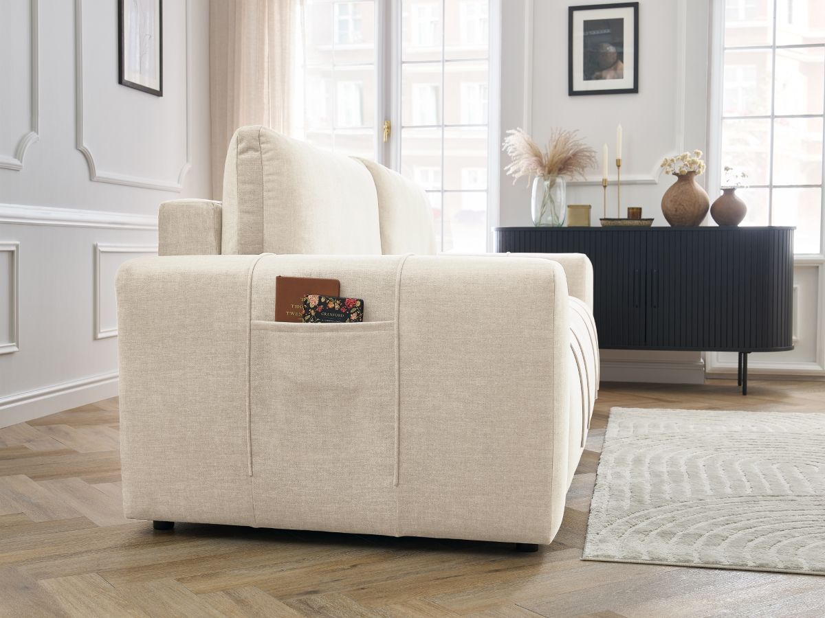 Canapé droit convertible coffre ARSENE tissu velours