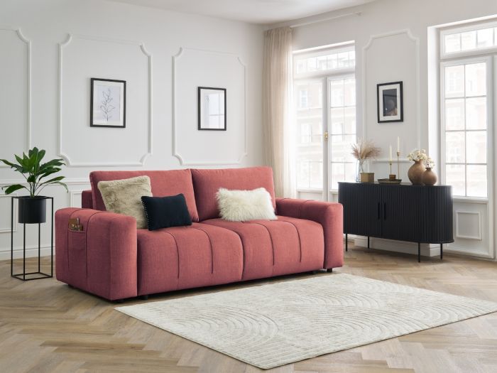 Canapé droit convertible coffre ARSENE tissu velours