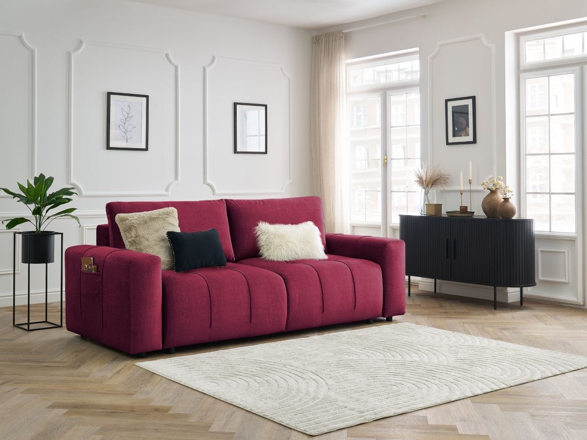 Canapé droit convertible coffre ARSENE tissu velours