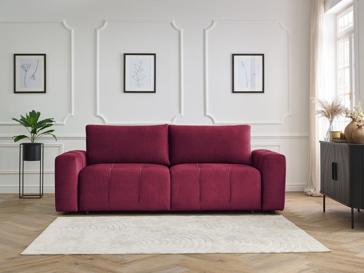 Canapé droit convertible coffre ARSENE tissu velours