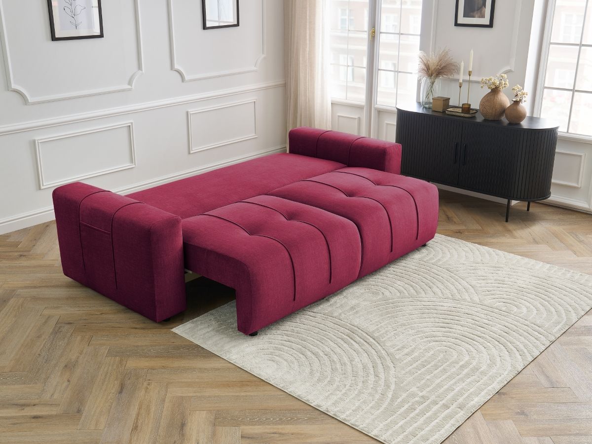 Canapé droit convertible coffre ARSENE tissu velours