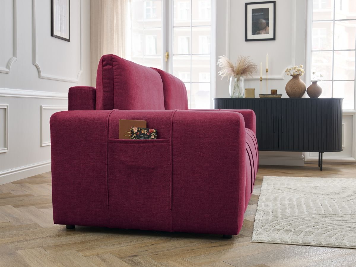 Canapé droit convertible coffre ARSENE tissu velours