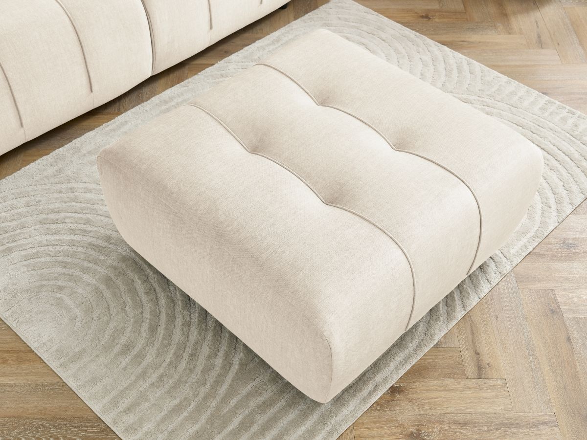 Canapé droit convertible coffre ARSENE tissu velours avec pouf