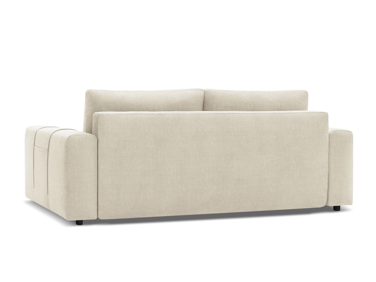 Canapé droit convertible coffre ARSENE tissu velours avec pouf