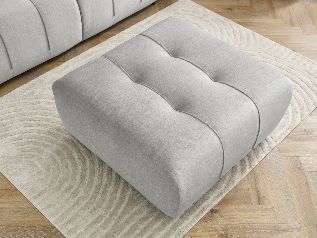 Canapé droit convertible coffre ARSENE tissu velours avec pouf