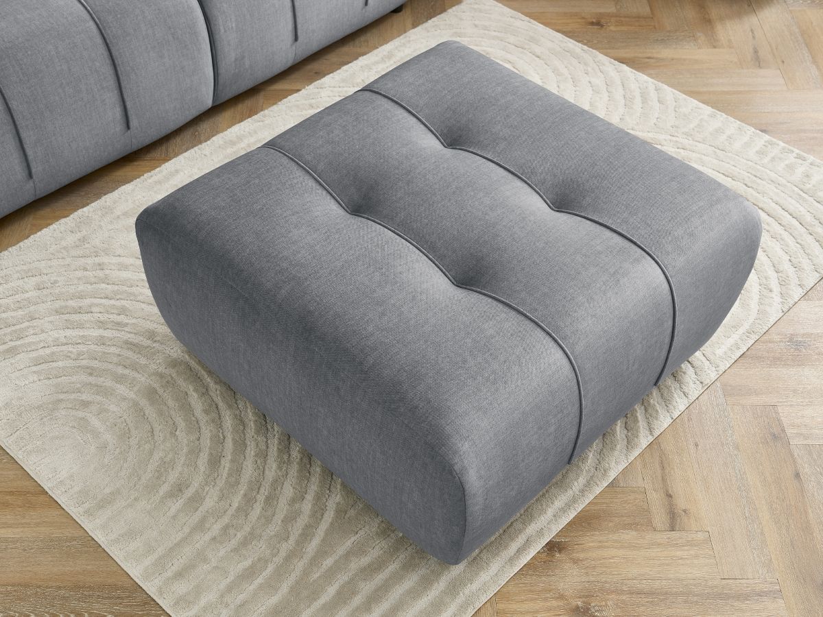 Canapé droit convertible coffre ARSENE tissu velours avec pouf