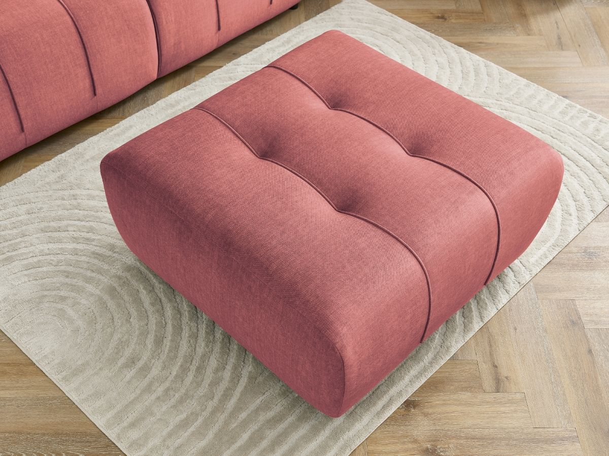 Canapé droit convertible coffre ARSENE tissu velours avec pouf