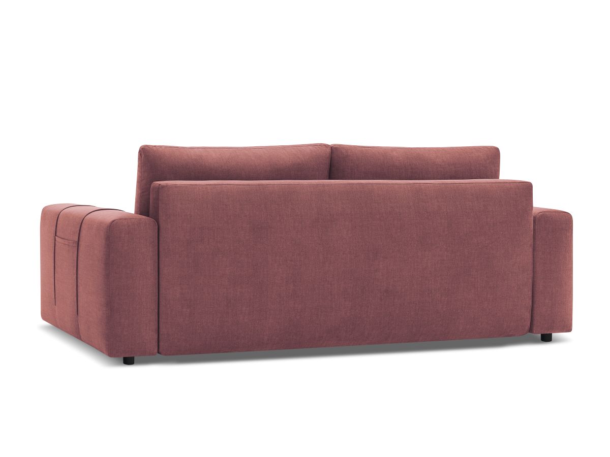 Canapé droit convertible coffre ARSENE tissu velours avec pouf