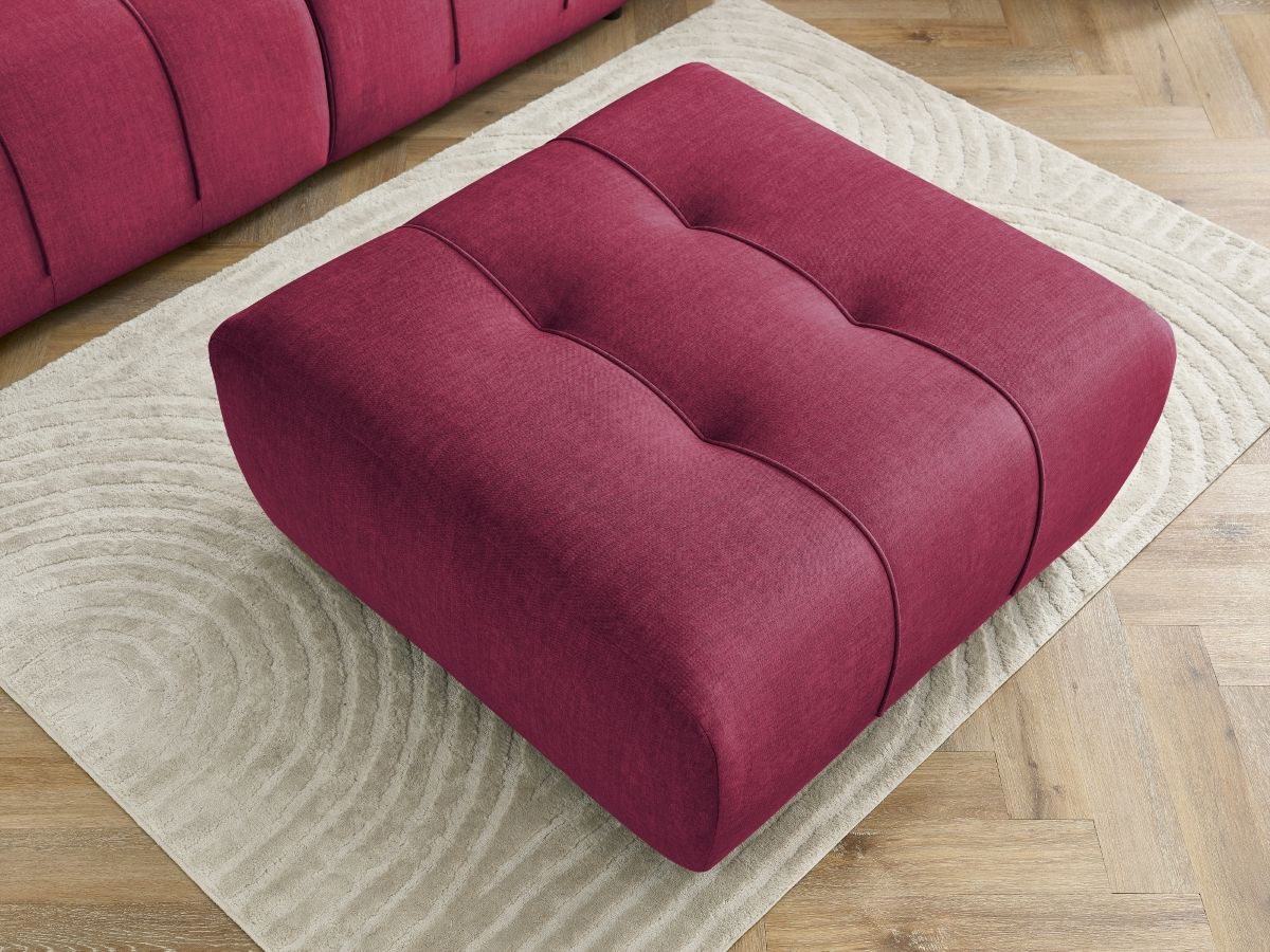 Canapé droit convertible coffre ARSENE tissu velours avec pouf