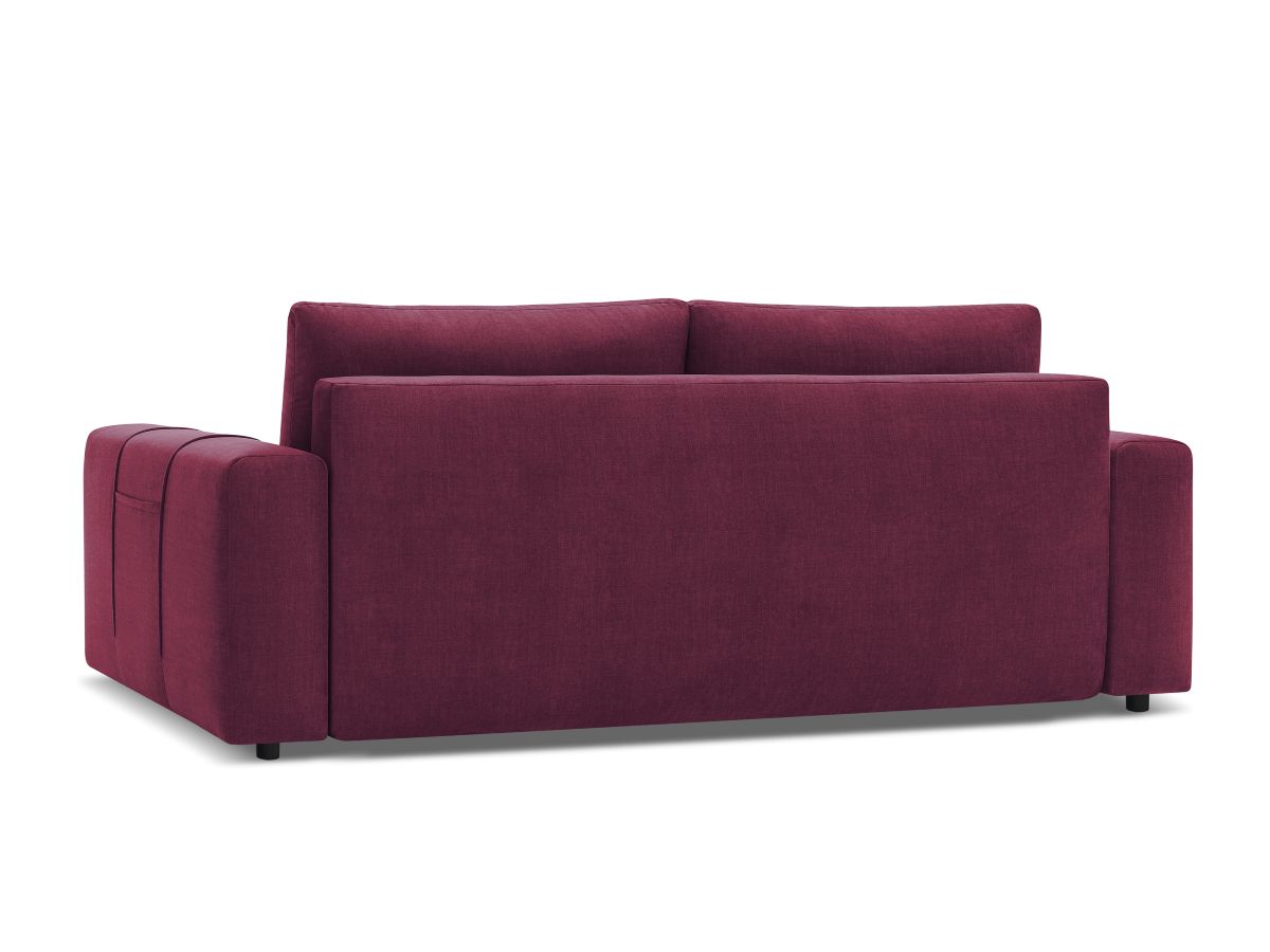 Canapé droit convertible coffre ARSENE tissu velours avec pouf