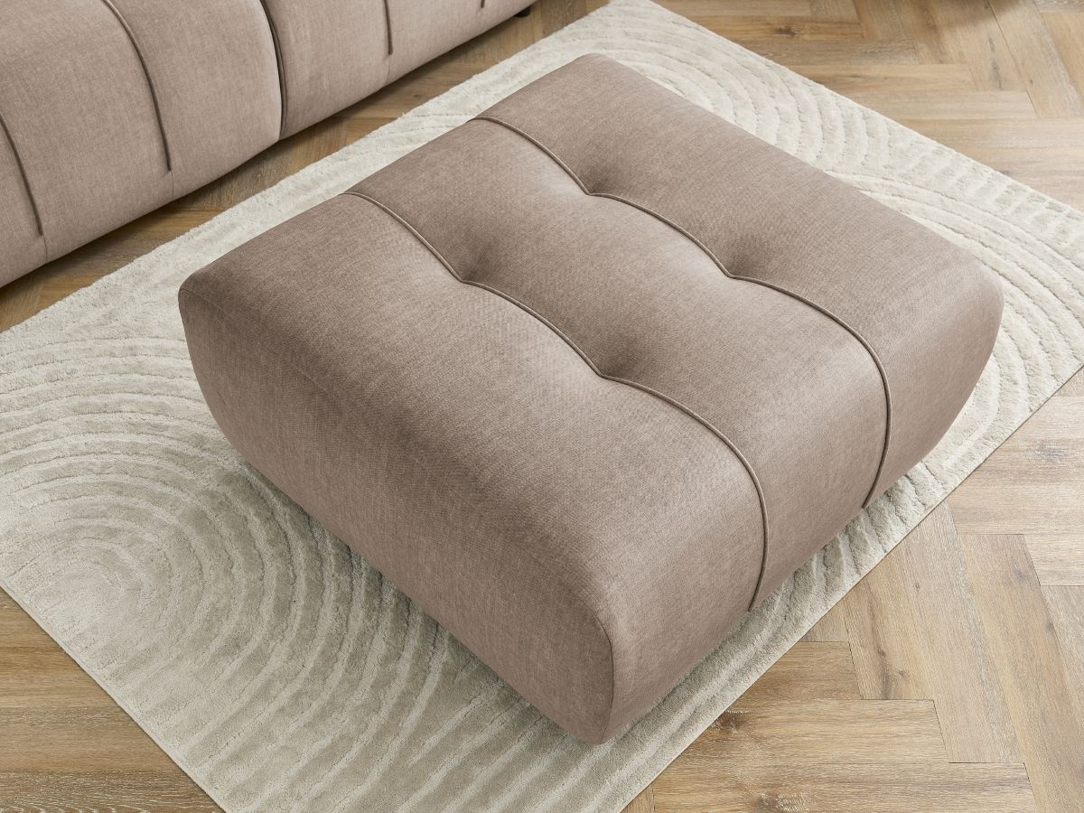 Canapé droit convertible coffre ARSENE tissu velours avec pouf