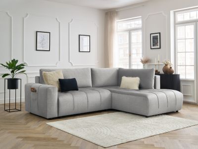 Canapé d'angle L convertible coffre ARSENE tissu velours
