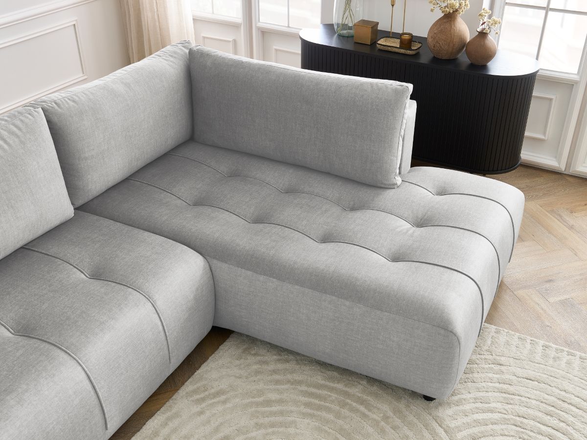 Canapé d'angle L convertible coffre ARSENE tissu velours