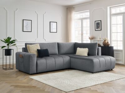 Canapé d'angle L convertible coffre ARSENE tissu velours