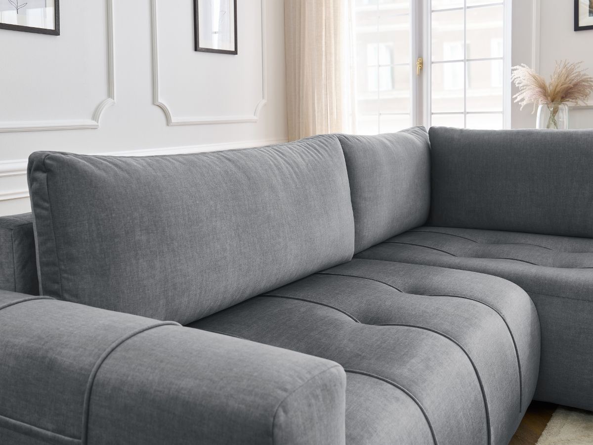 Canapé d'angle L convertible coffre ARSENE tissu velours