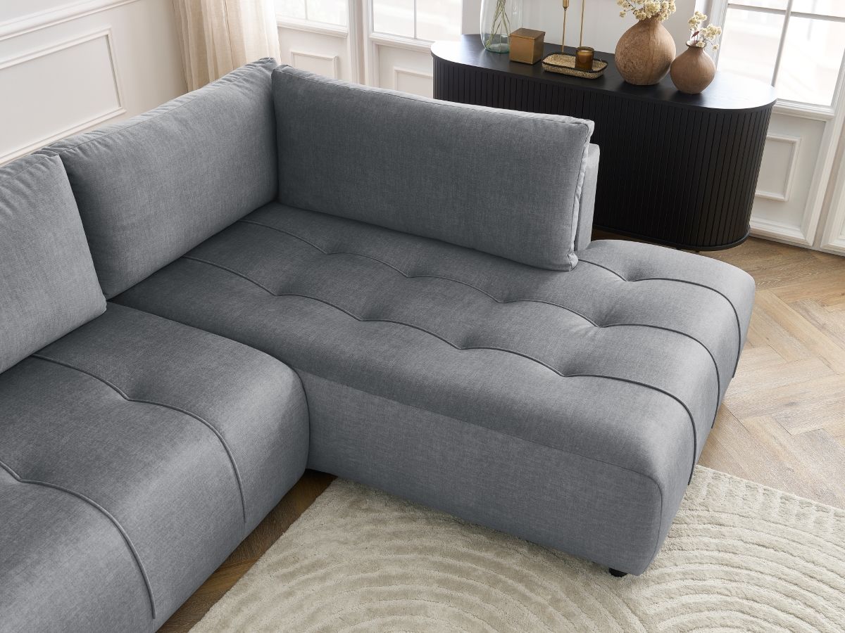 Canapé d'angle L convertible coffre ARSENE tissu velours