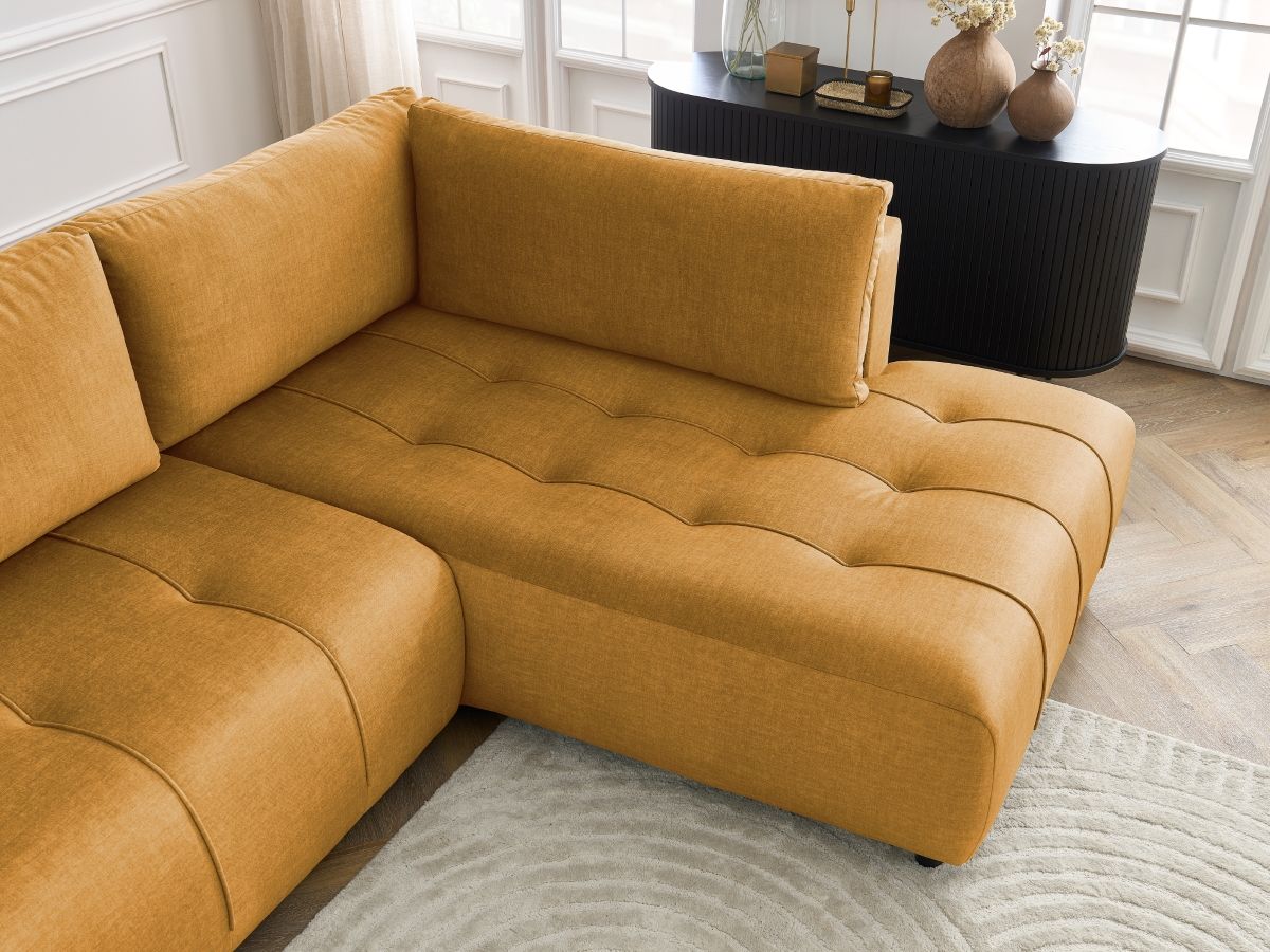 Canapé d'angle L convertible coffre ARSENE tissu velours