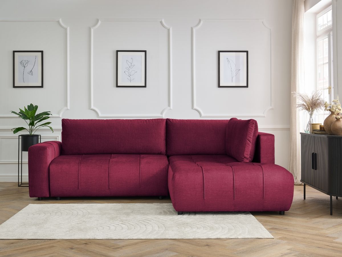 Canapé d'angle L convertible coffre ARSENE tissu velours