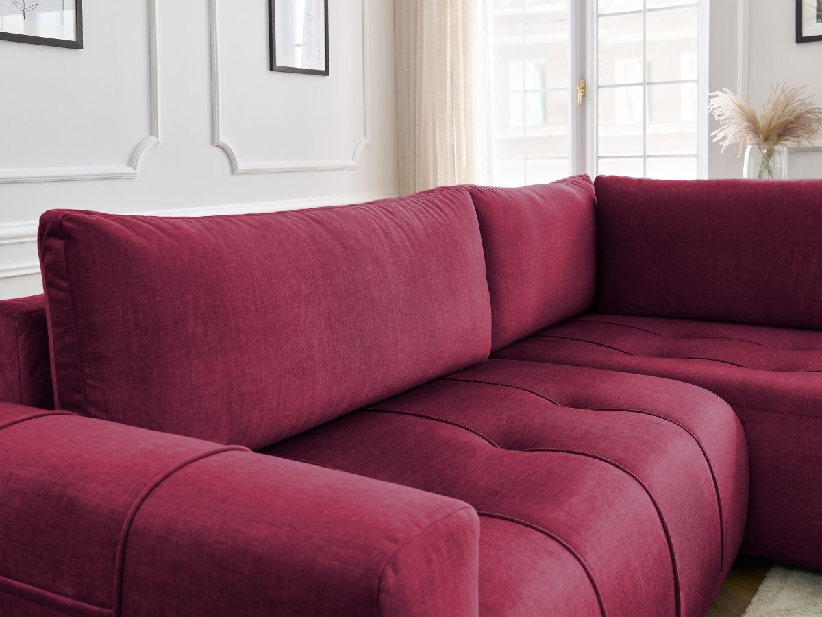 Canapé d'angle L convertible coffre ARSENE tissu velours