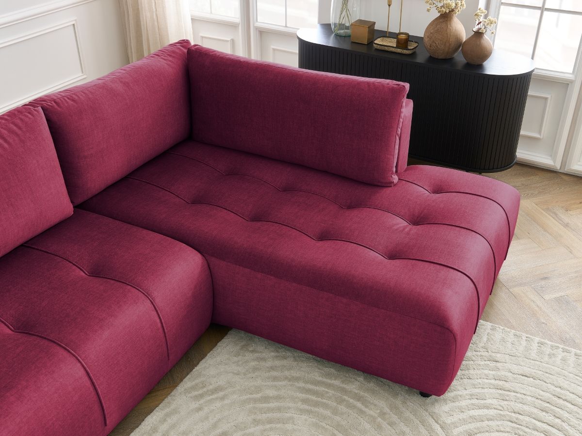 Canapé d'angle L convertible coffre ARSENE tissu velours