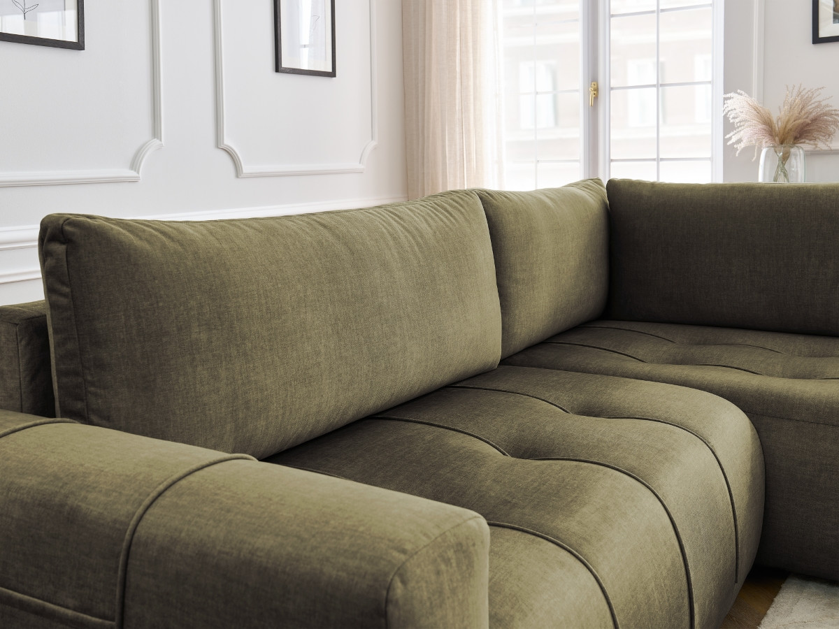 Canapé d'angle L convertible coffre ARSENE tissu velours