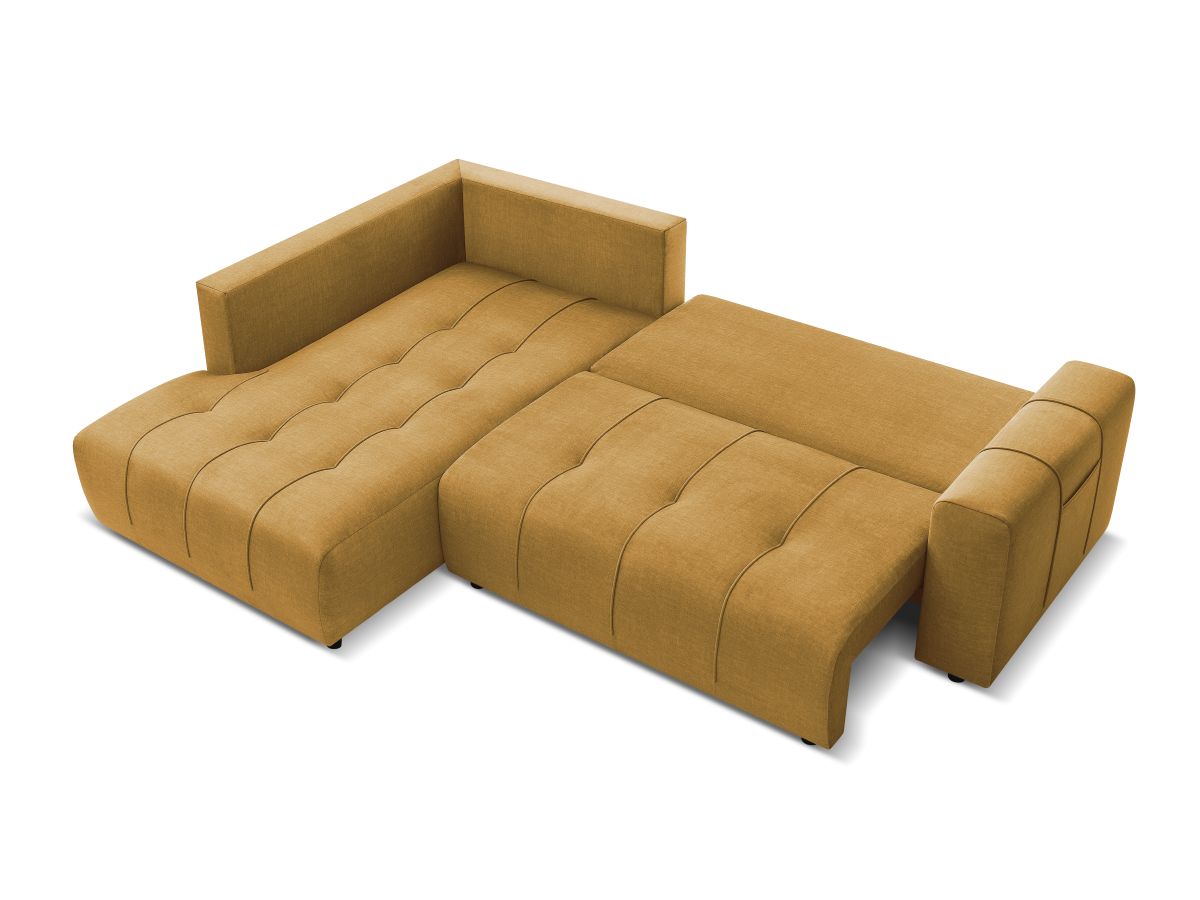 Canapé d'angle L convertible coffre ARSENE tissu velours