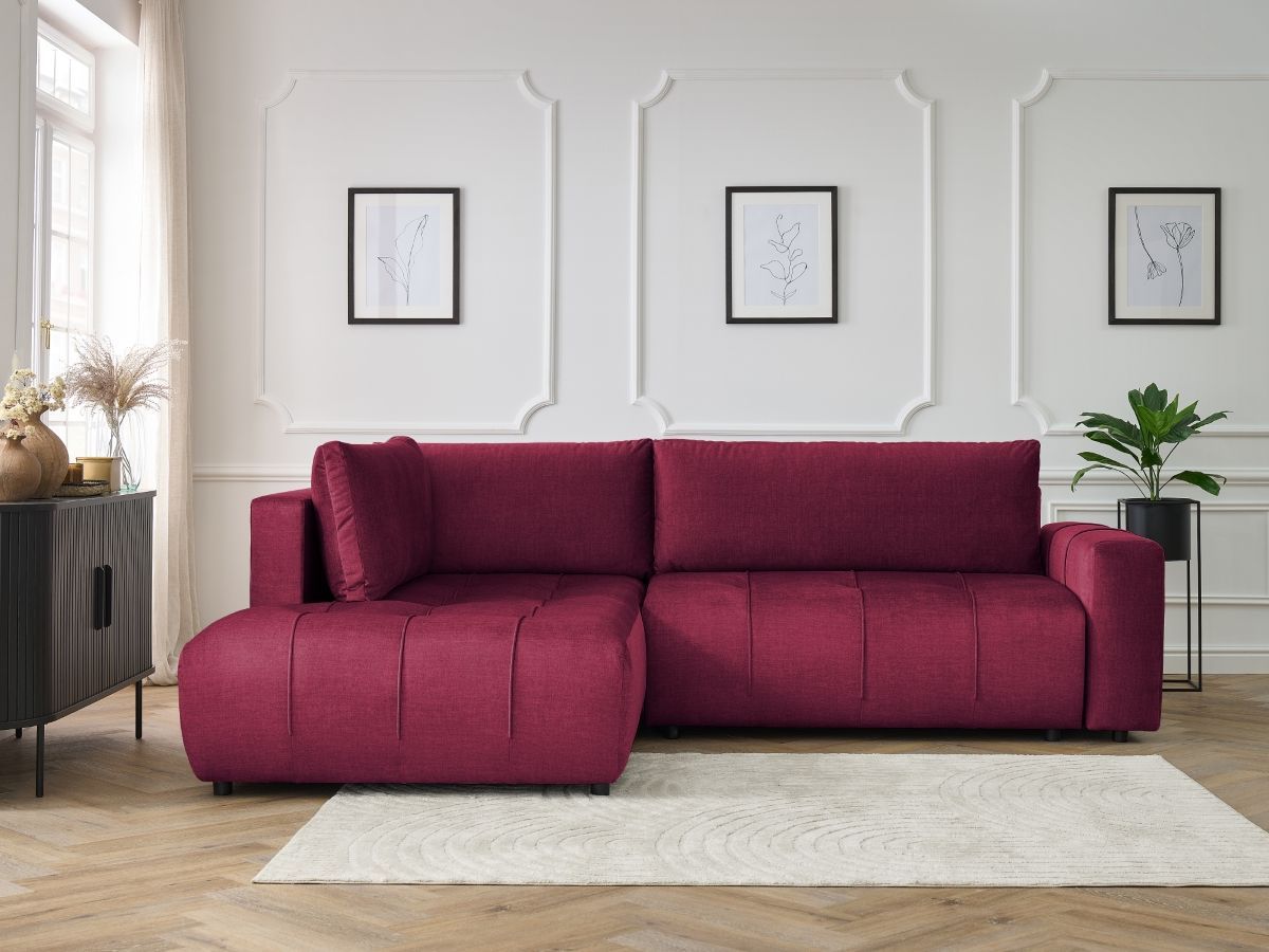 Canapé d'angle L convertible coffre ARSENE tissu velours
