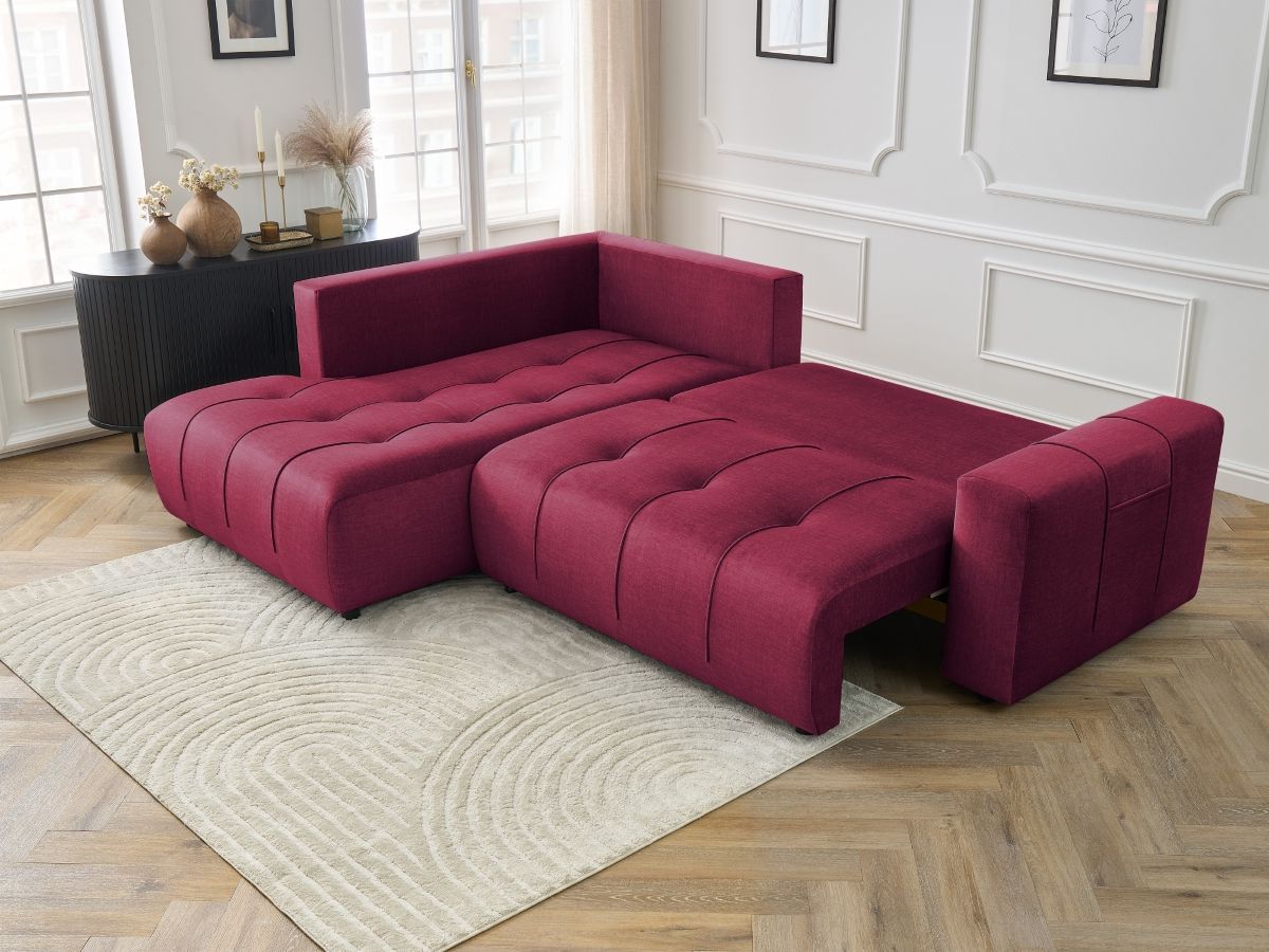 Canapé d'angle L convertible coffre ARSENE tissu velours