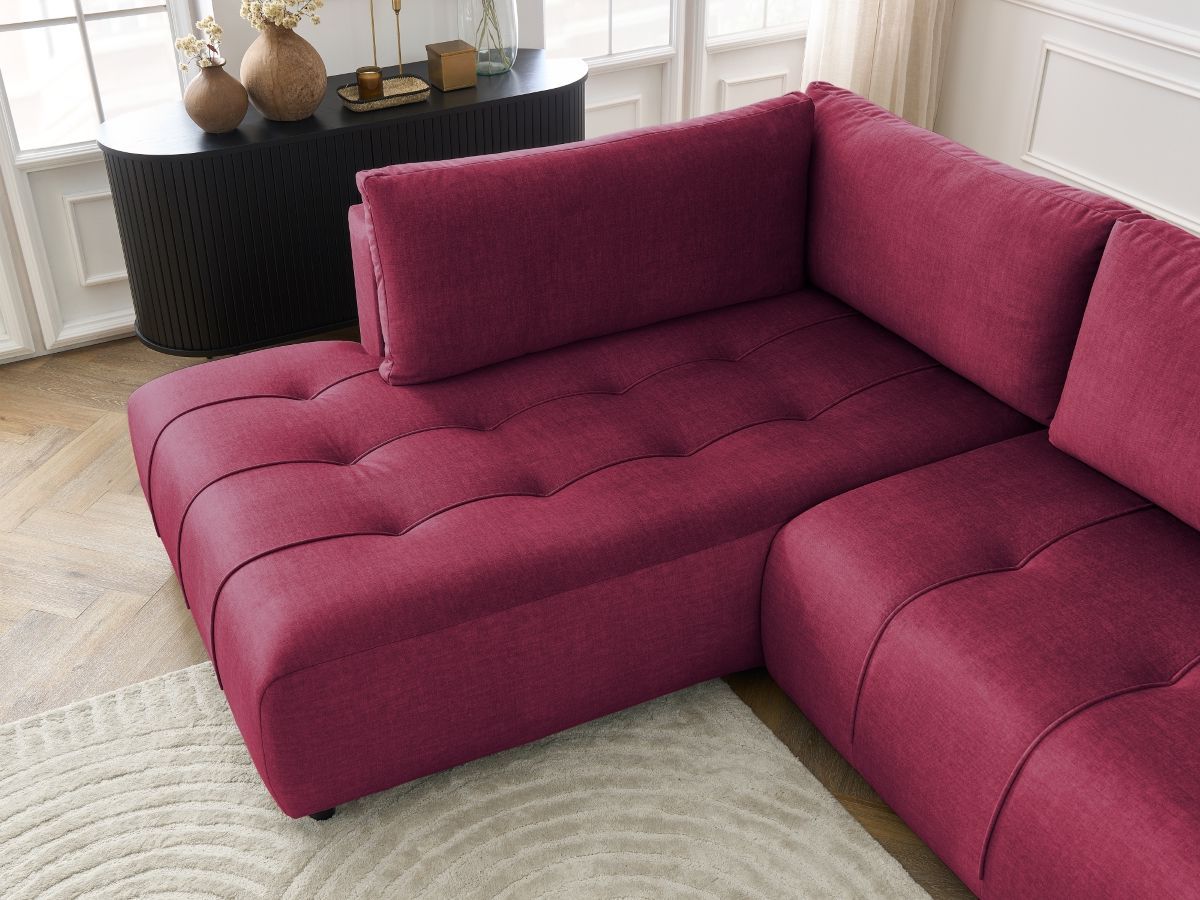 Canapé d'angle L convertible coffre ARSENE tissu velours