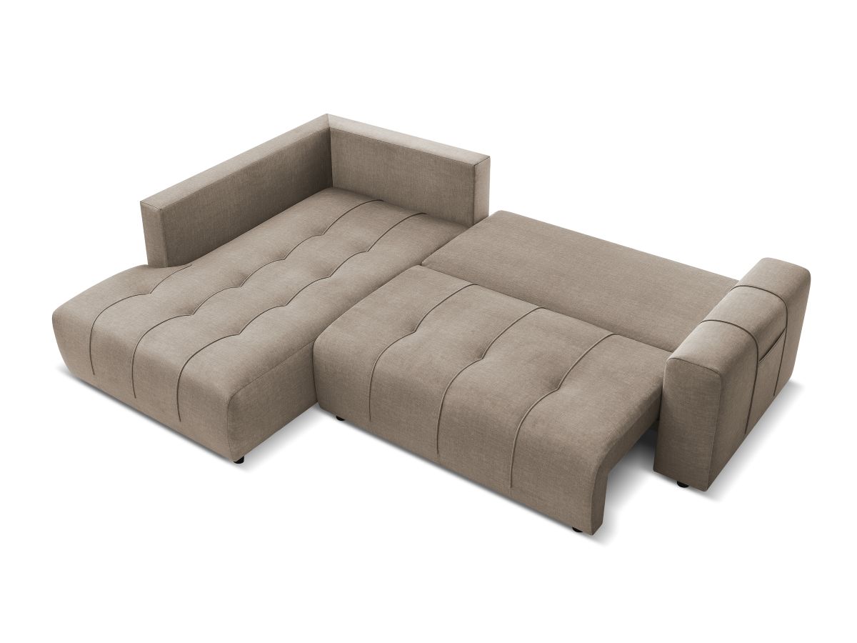 Canapé d'angle L convertible coffre ARSENE tissu velours