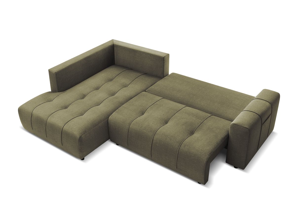Canapé d'angle L convertible coffre ARSENE tissu velours