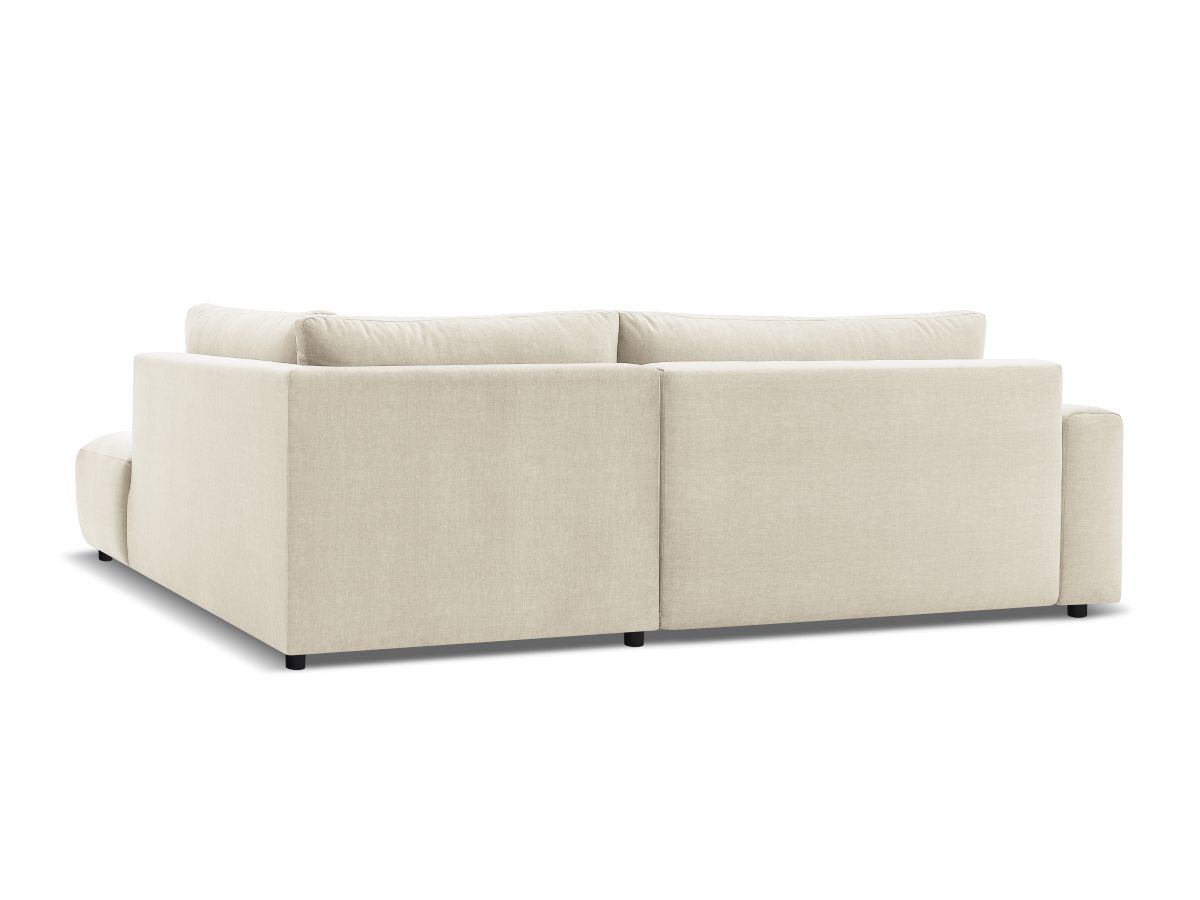Canapé d'angle L convertible coffre ARSENE tissu velours avec pouf