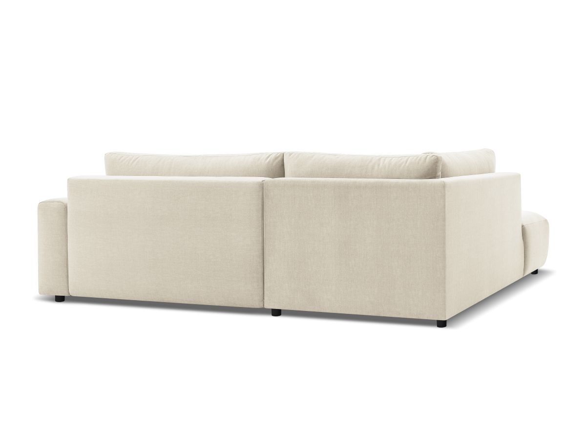 Canapé d'angle L convertible coffre ARSENE tissu velours avec pouf