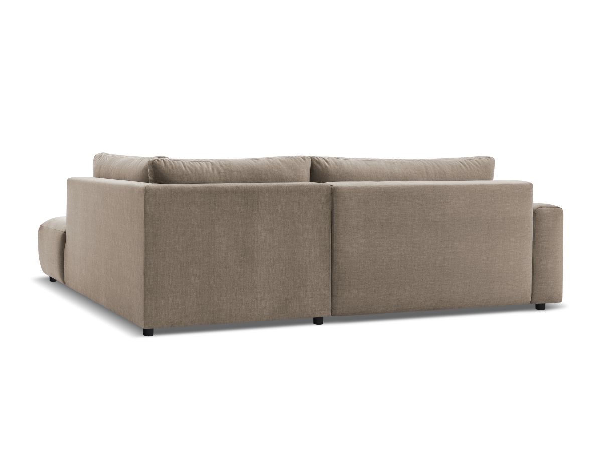 Canapé d'angle L convertible coffre ARSENE tissu velours avec pouf